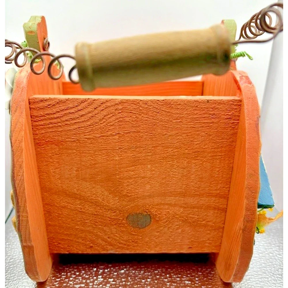 Vintage Fall Decor Wood Basket Hand Crafted